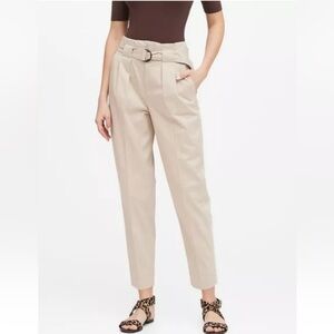 BANANA REPUBLIC High-Rise Tapered Cropped Pant Sz 16L Belted Khakis #546187